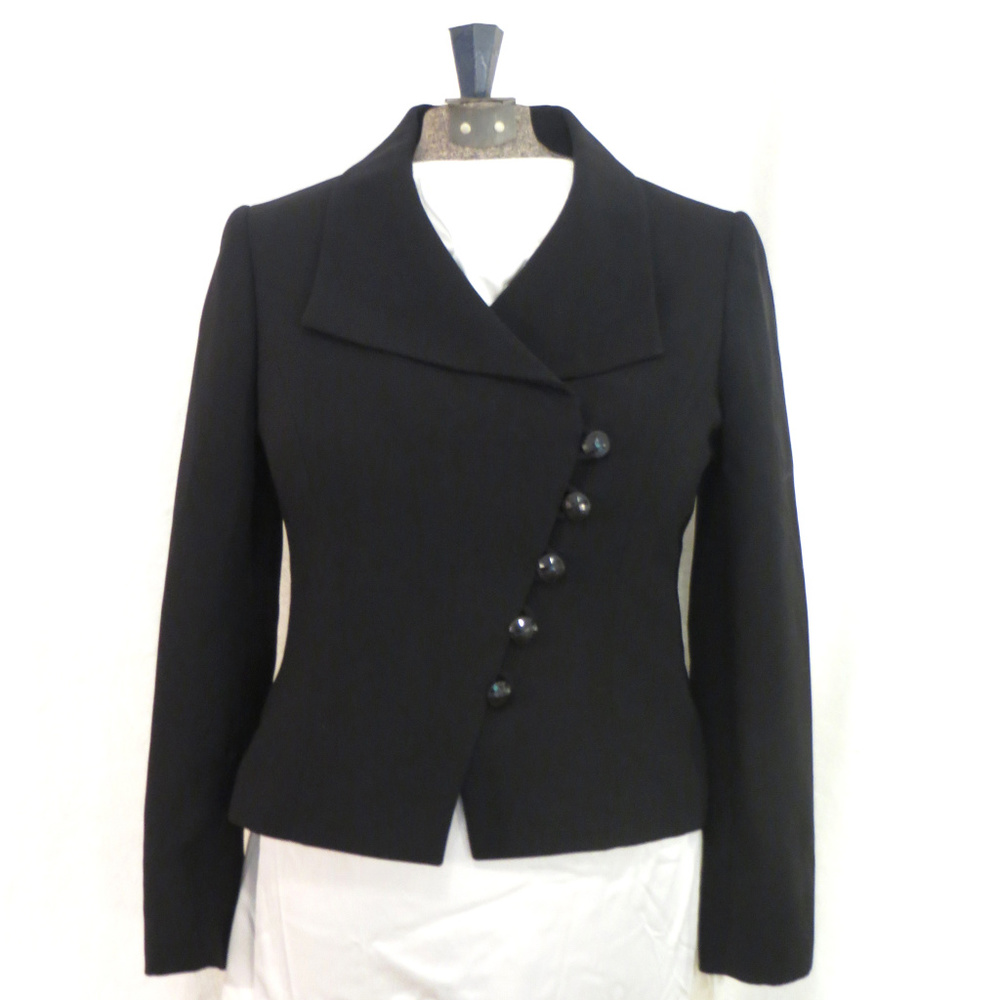 Tahari Black Cross Button Blazer sz8